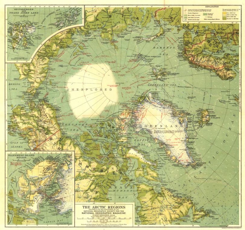 Arctic Regions Published 1925 Map