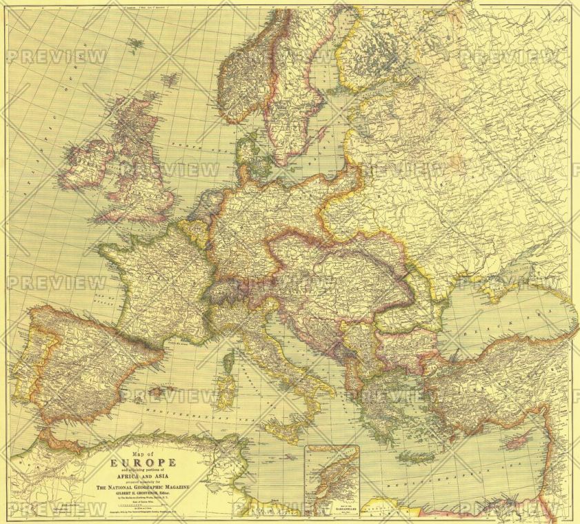 Europe Map With Africa And Asia Published 1915