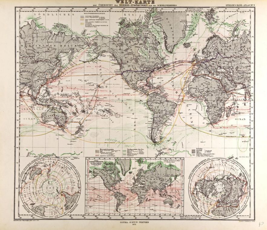 World Map Gotha Justus Perthes 1872 Atlas