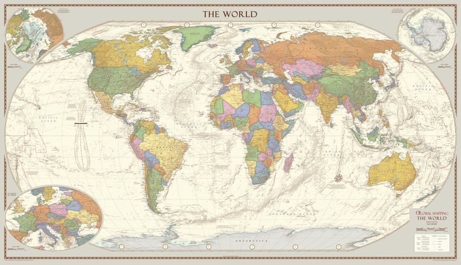 Antique Style World Map Extra Large