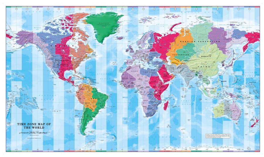 Time Zone Wall Map Of The World