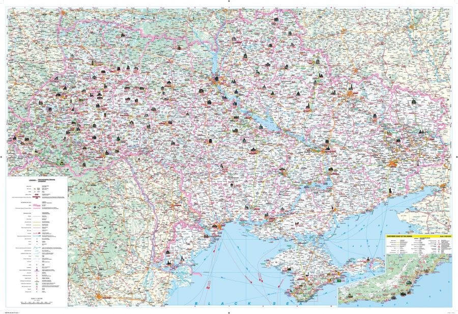 Ukraine Tourist Wall Map Latynka Large