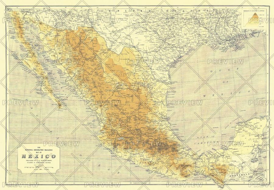 Mexico Published 1914 Map