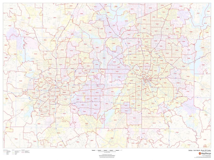 Dallas Fort Worth Texas Zip Codes Map