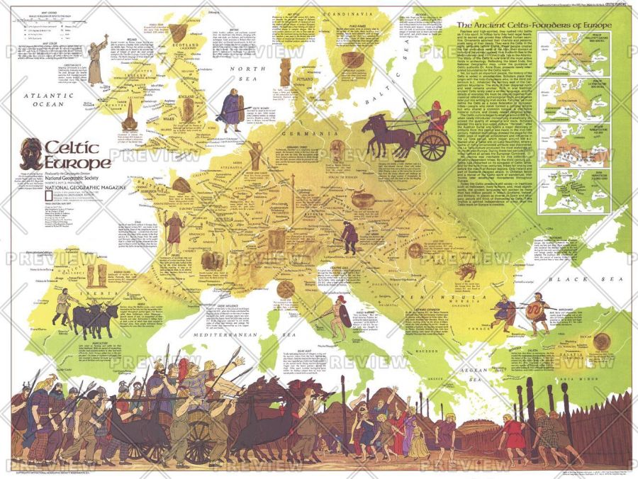 Celtic Europe Published 1977 Map