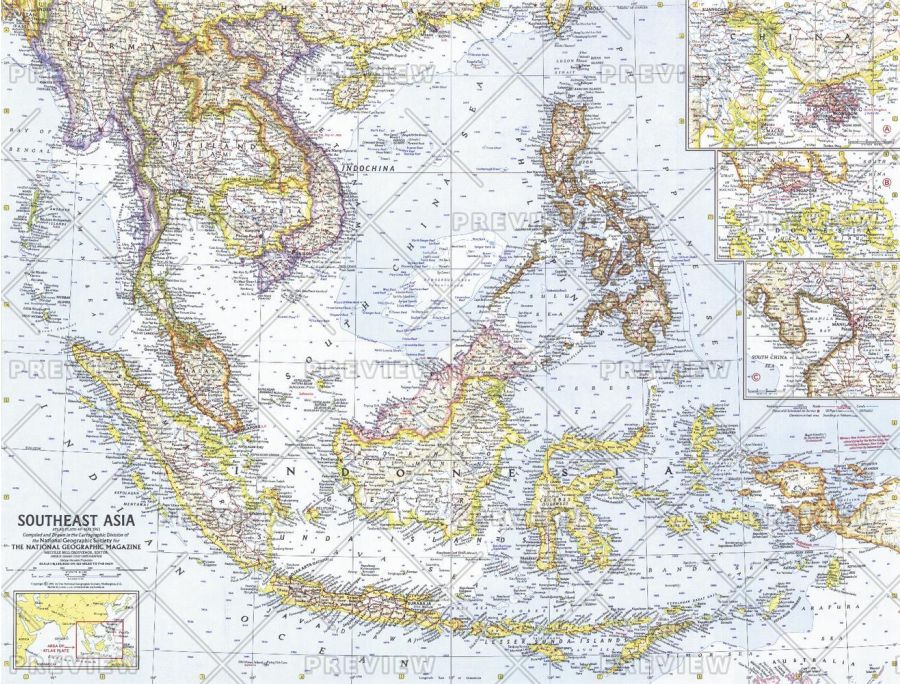 Southeast Asia Published 1961 Map