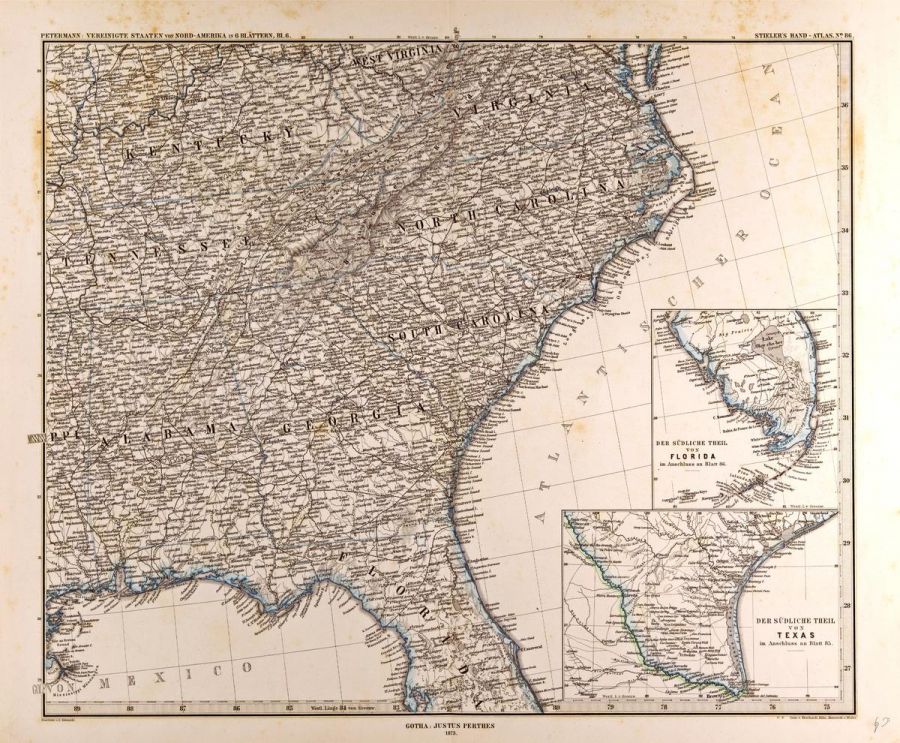 Southeastern United States Map In German 1872