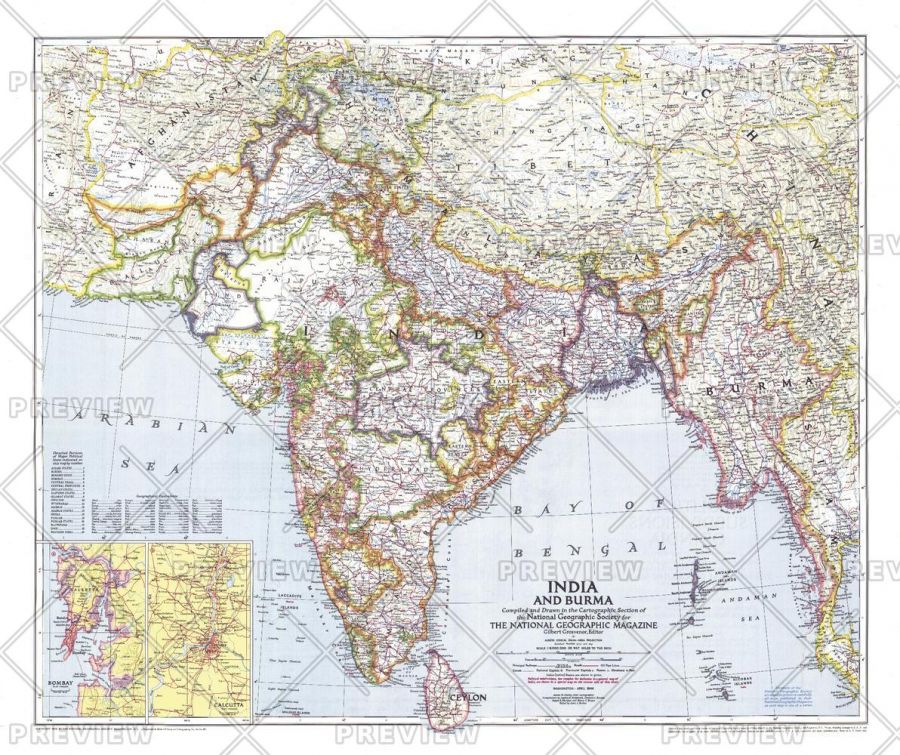 India And Burma Published 1946 Map