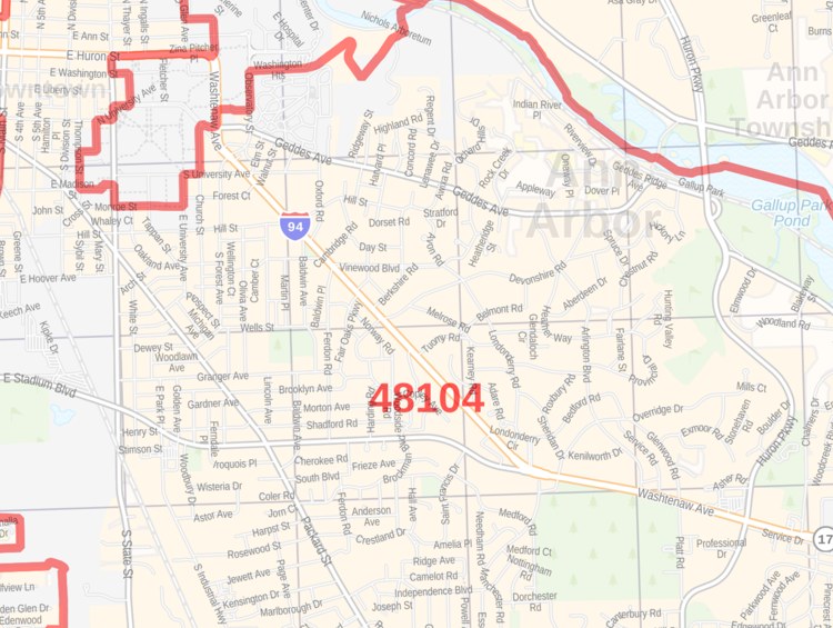 Ann Arbor Mi Zip Code Map