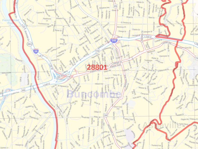 Asheville NC Zip Code Map