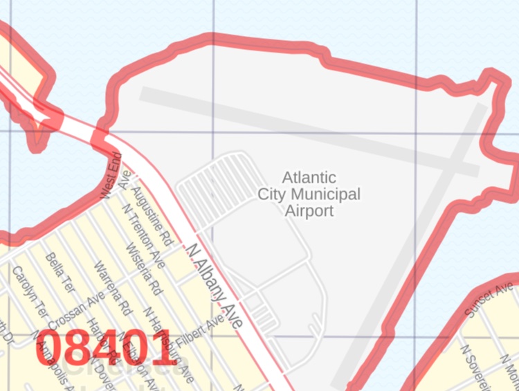 Atlantic City NJ Zip Code Map