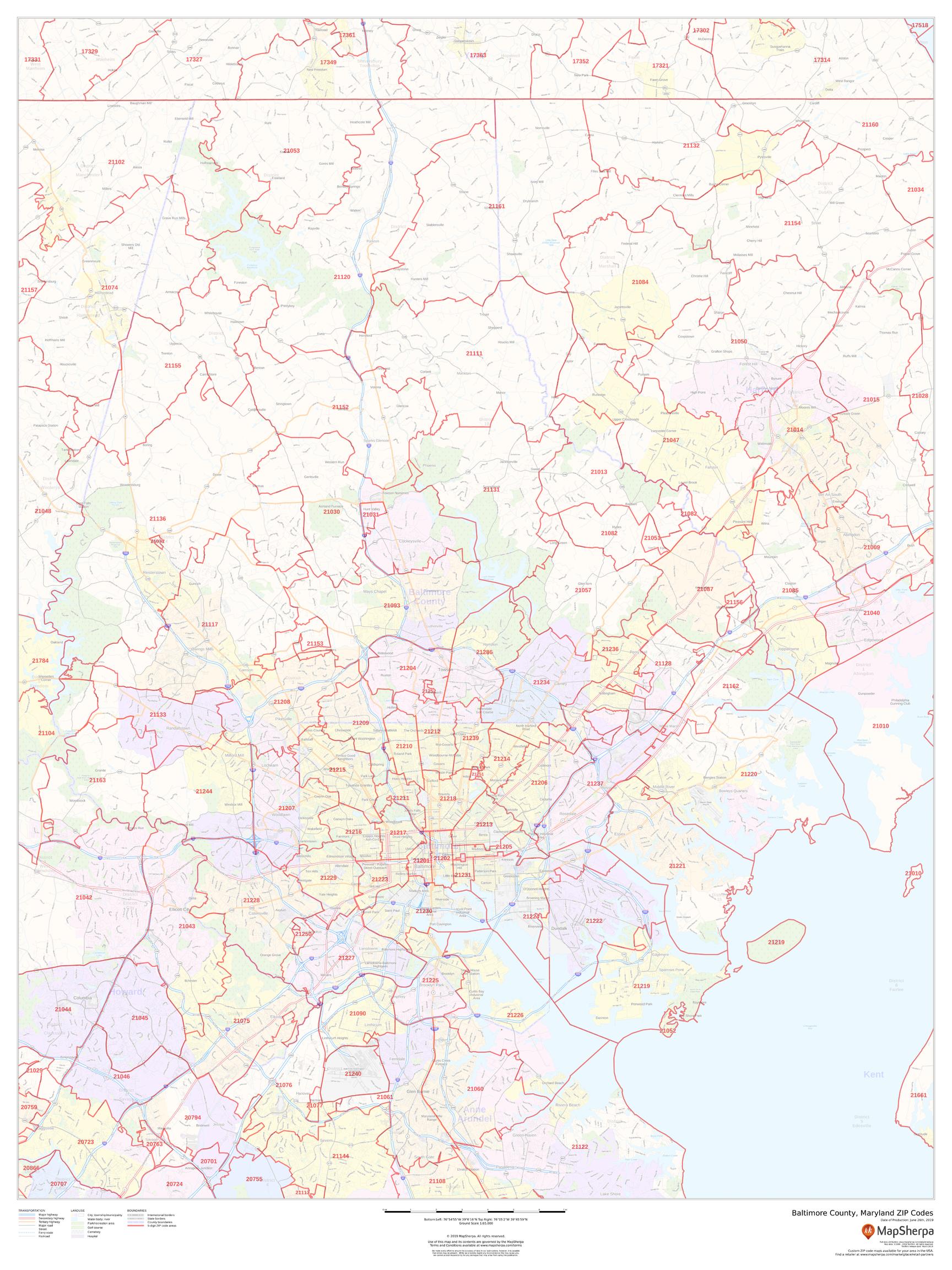 Baltimore County Map Baltimore County Zip Code Map Maryland Usa