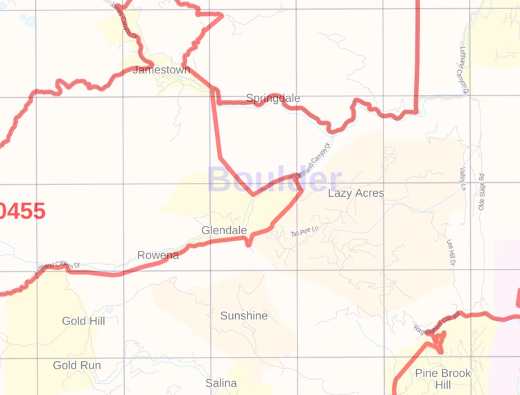 Boulder County Zip Code Map, Colorado