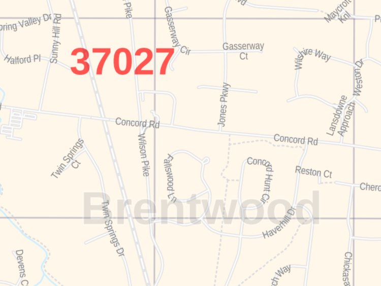 Brentwood TN Zip Code Map