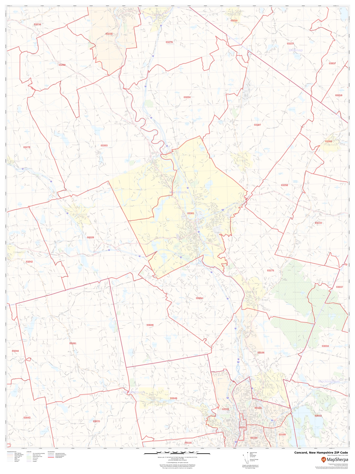 Concord NH Zip Code Map