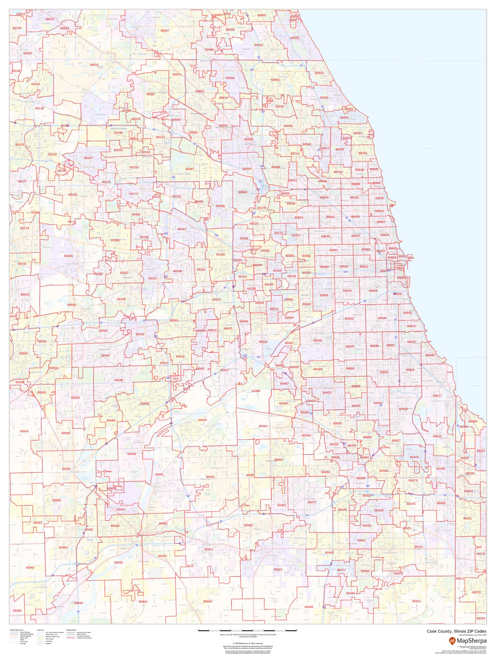 Cook County Zip Code Map Illinois