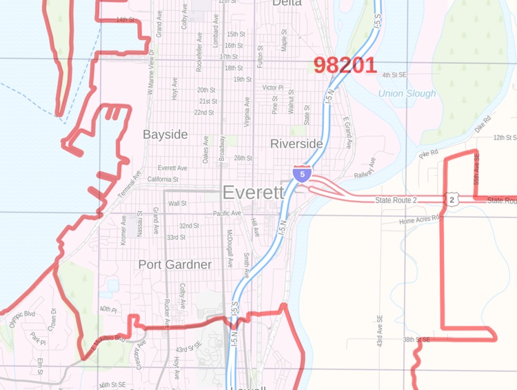 Everett WA Zip Code Map