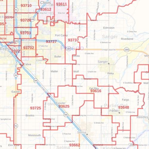 Fresno County Zip Code Map California