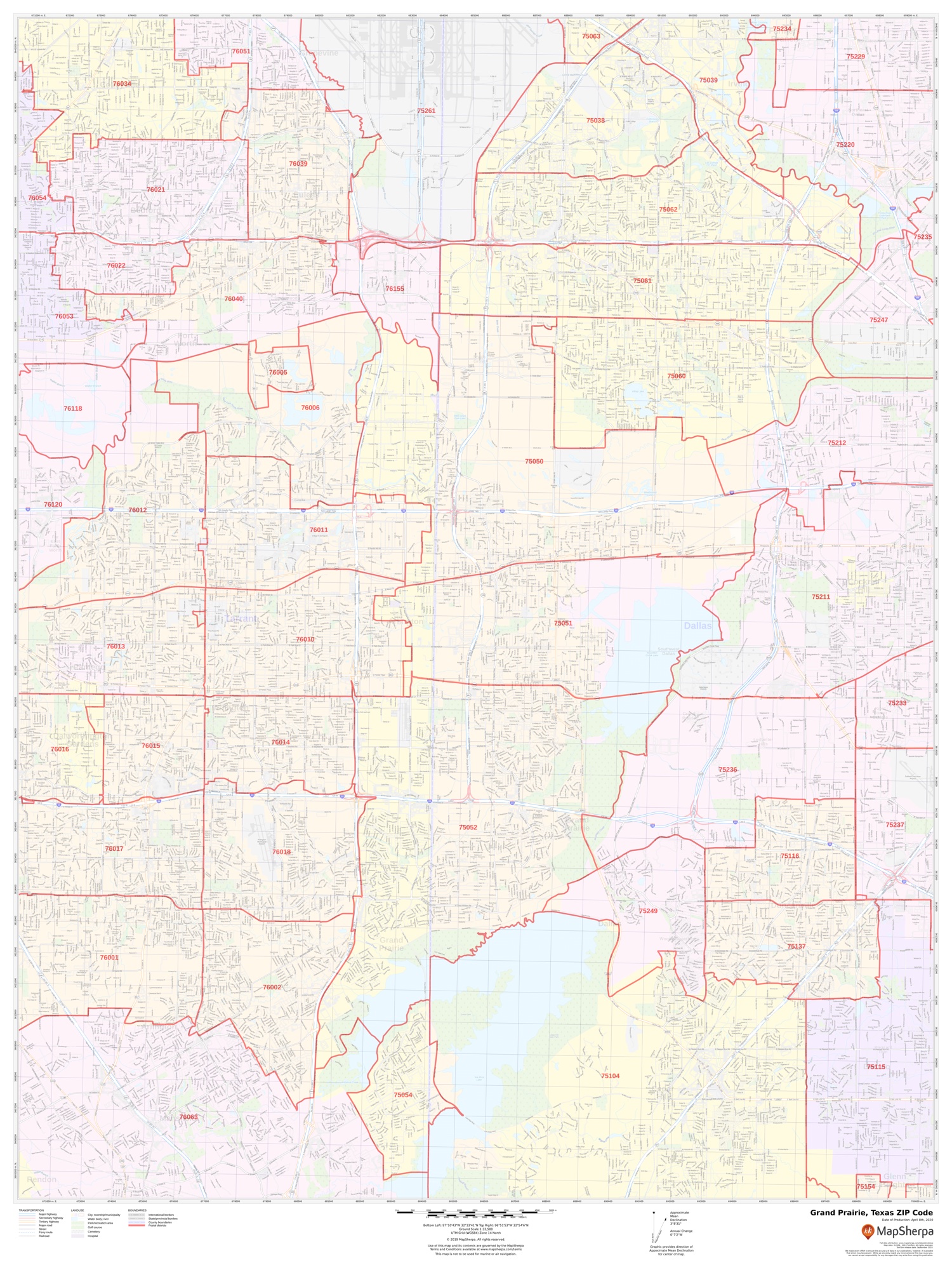 Grand Prairie TX Zip Code Map