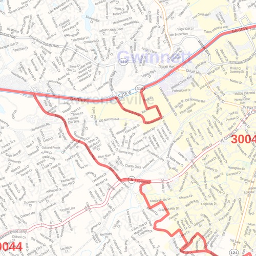 Gwinnett County Ga Zip Code Map
