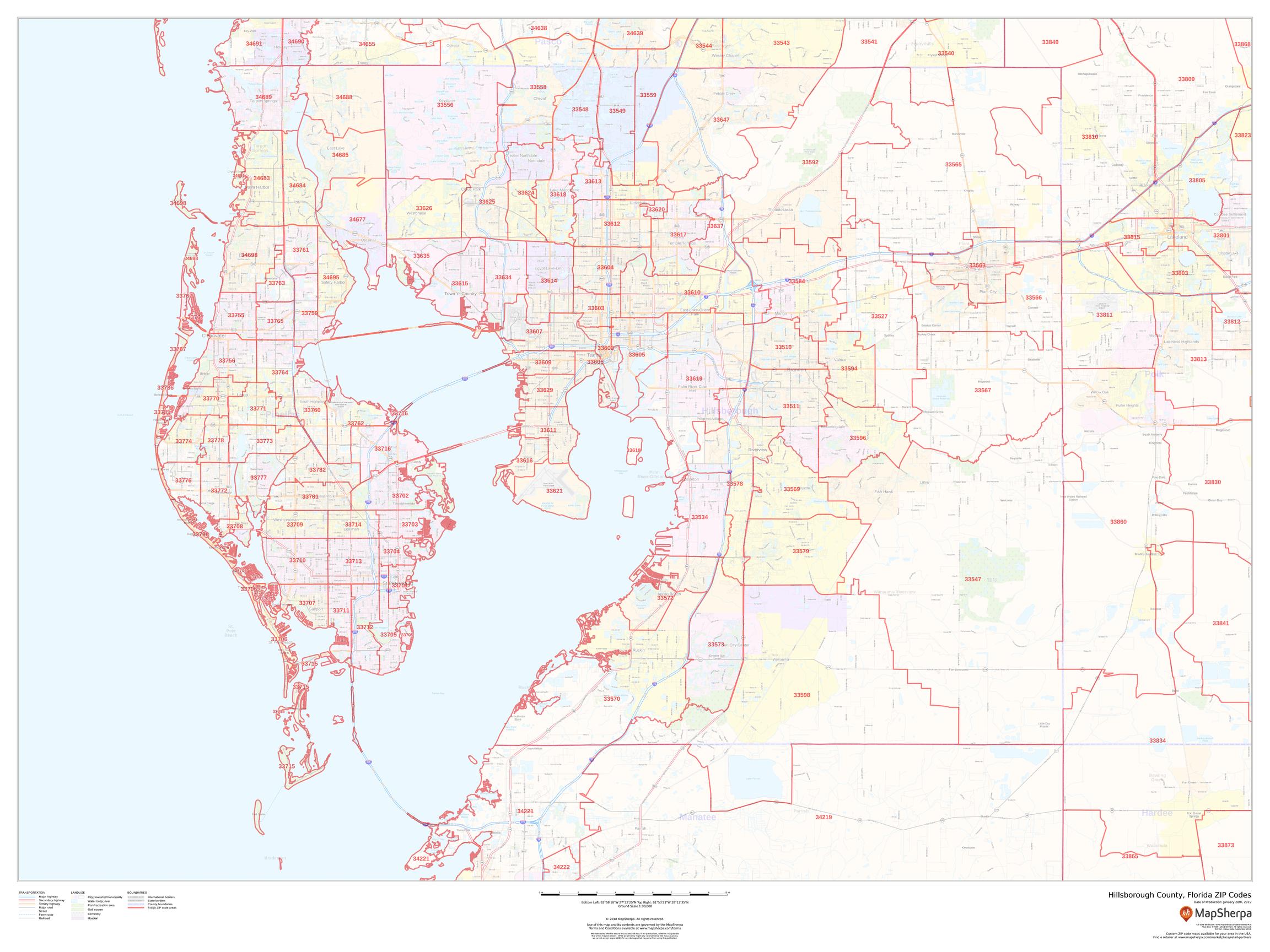hillsborough county zip code map (florida)