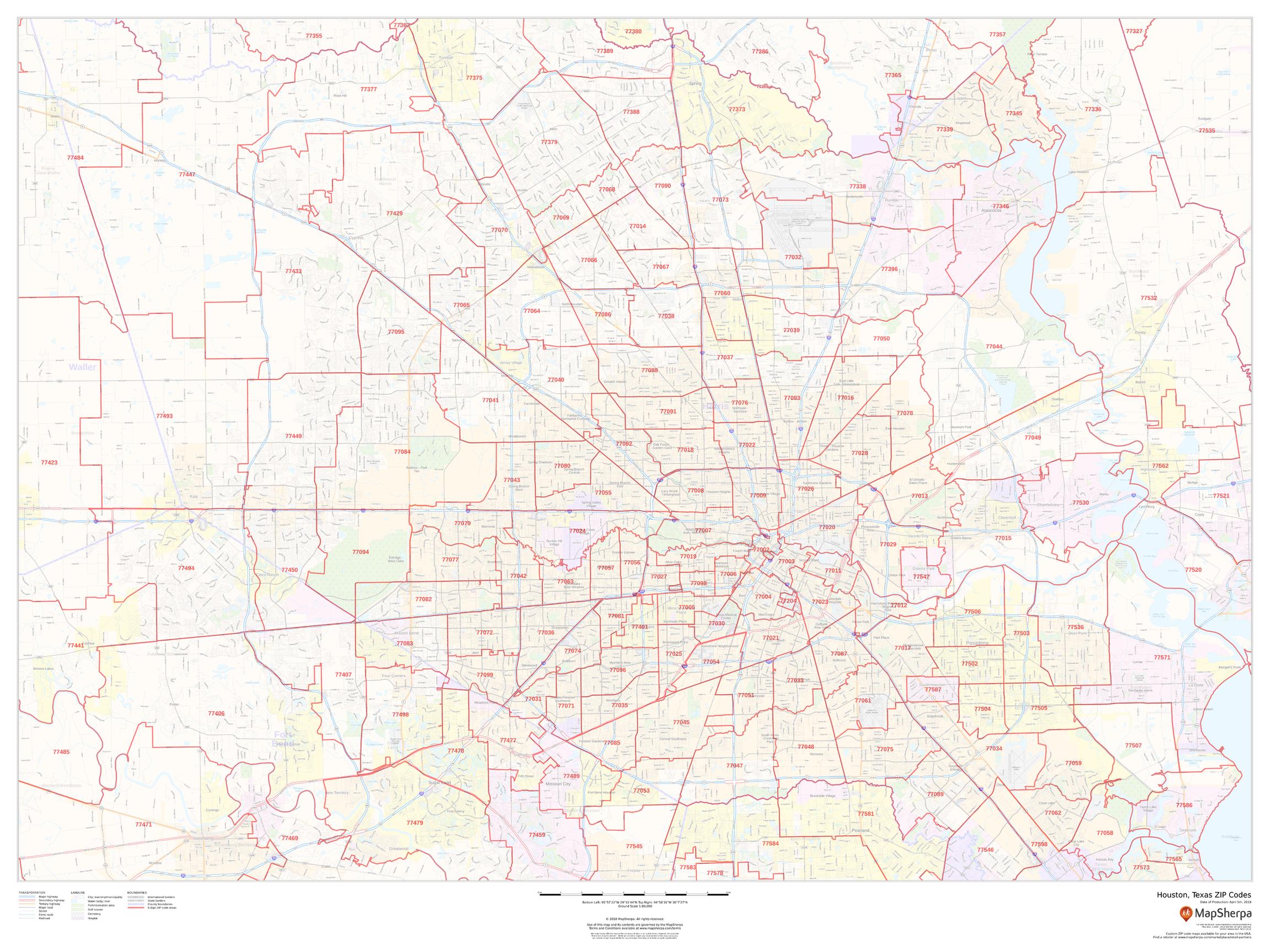 Houston TX Zip Code Map