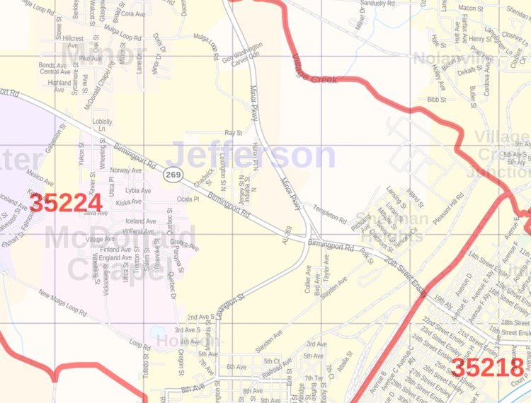 Jefferson County Zip Code Map Alabama