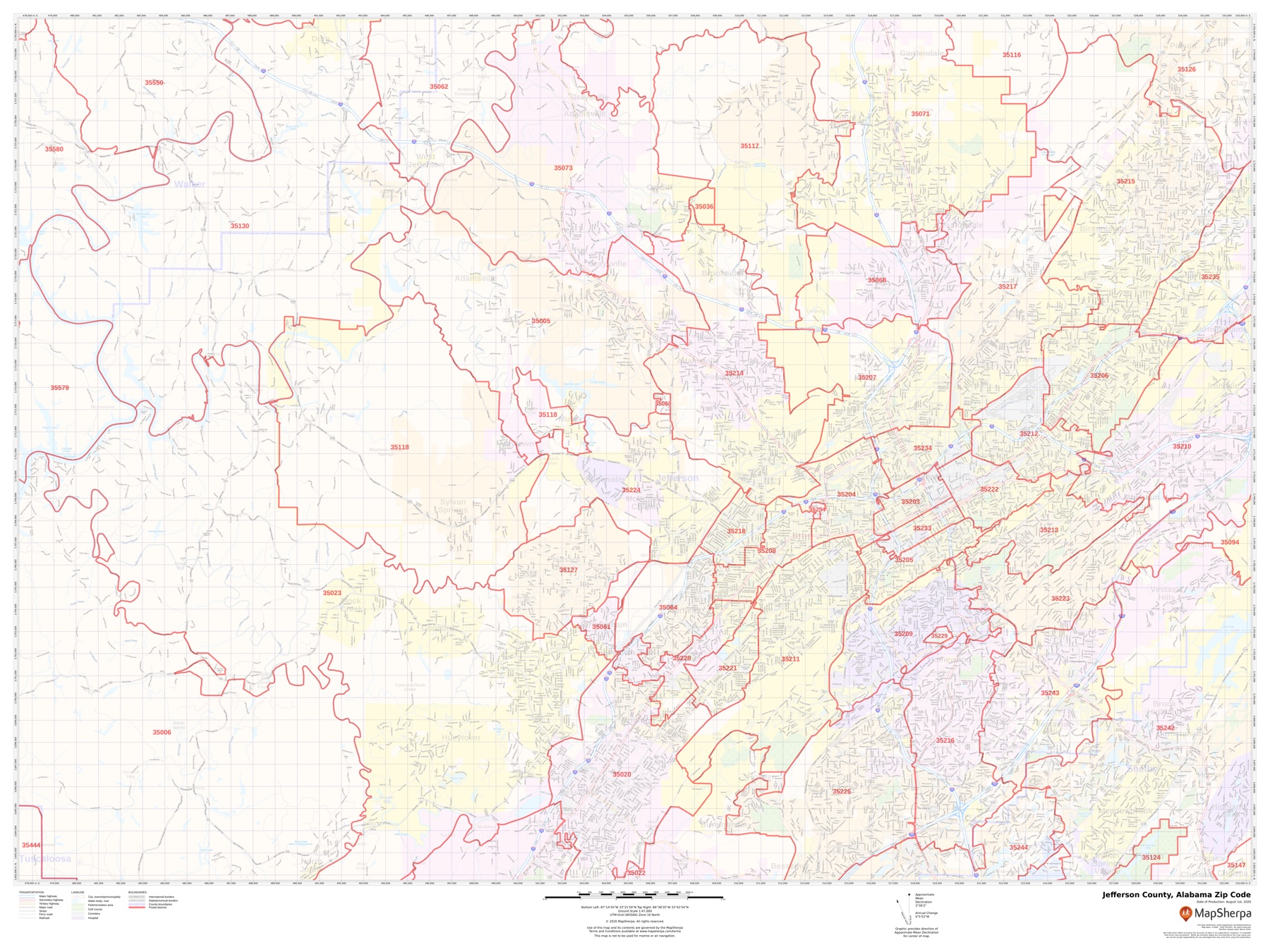 Jefferson County Zip Code Map Alabama