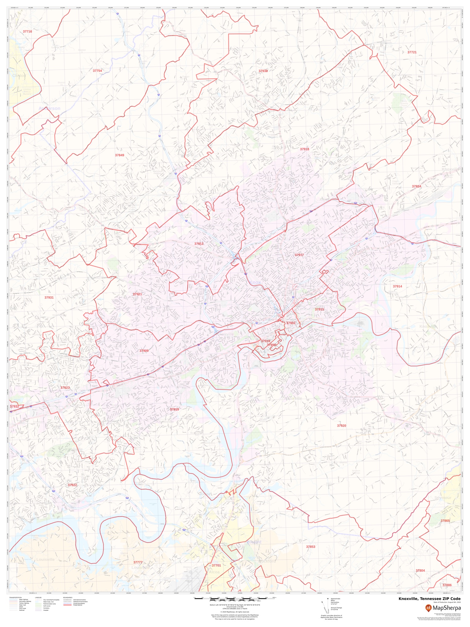 Knoxville TN Zip Code Map
