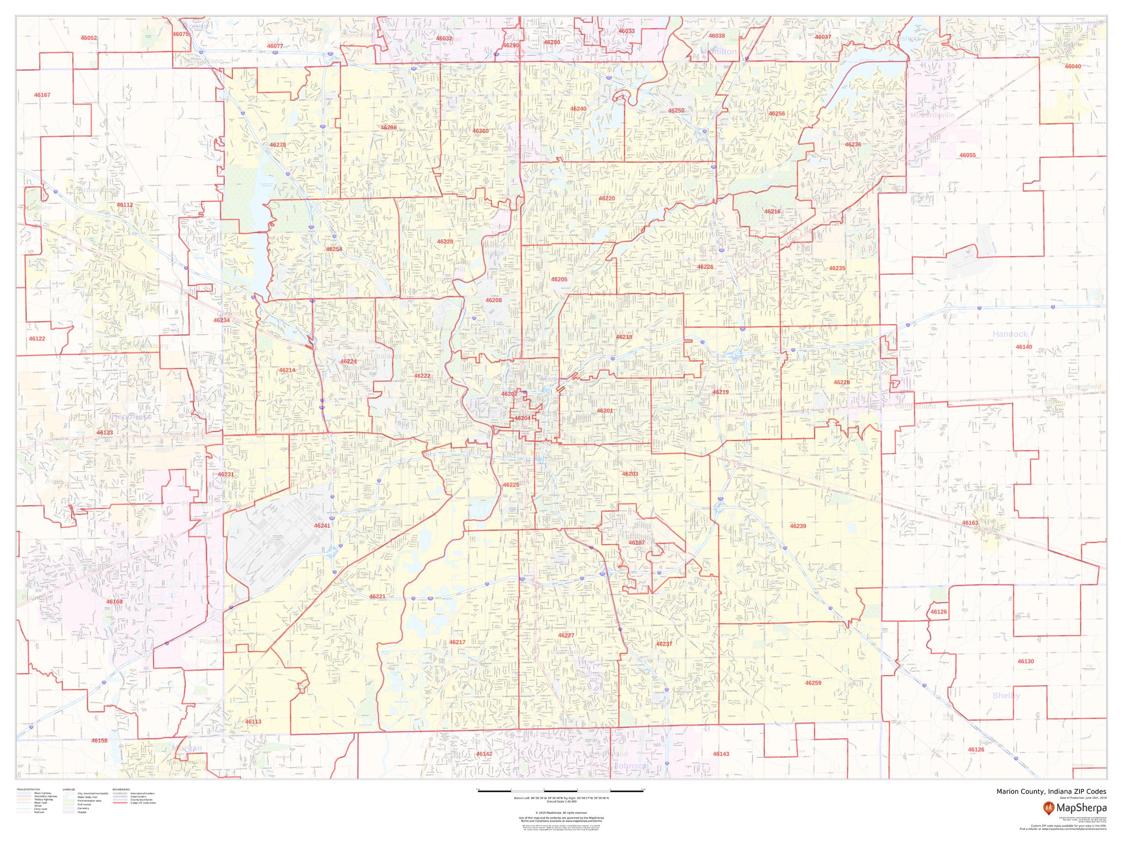 Marion County Indiana Zip Code Map