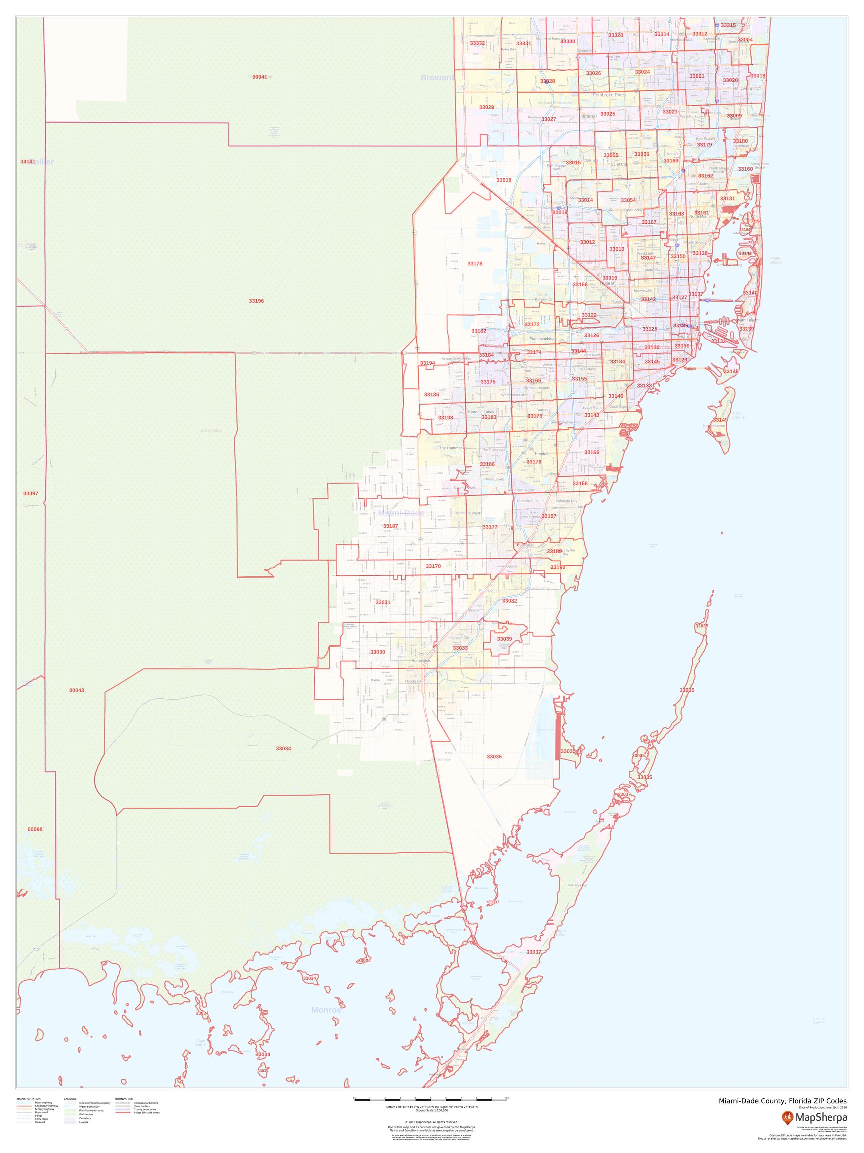 miami-dade county zip code map (florida)