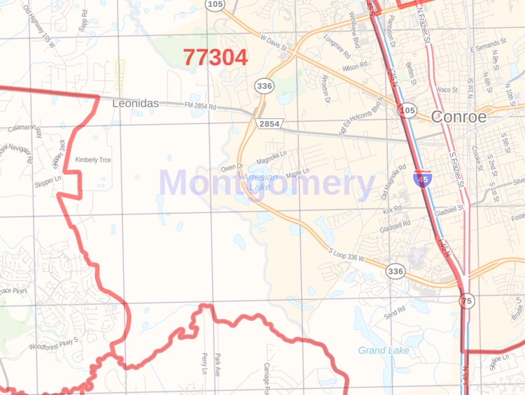 Montgomery County Texas Zip Code