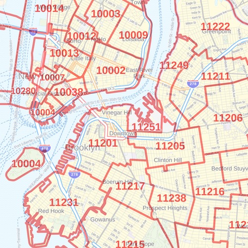 New York City Zip Code Map New York