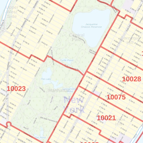 New York County Zip Code Map New York