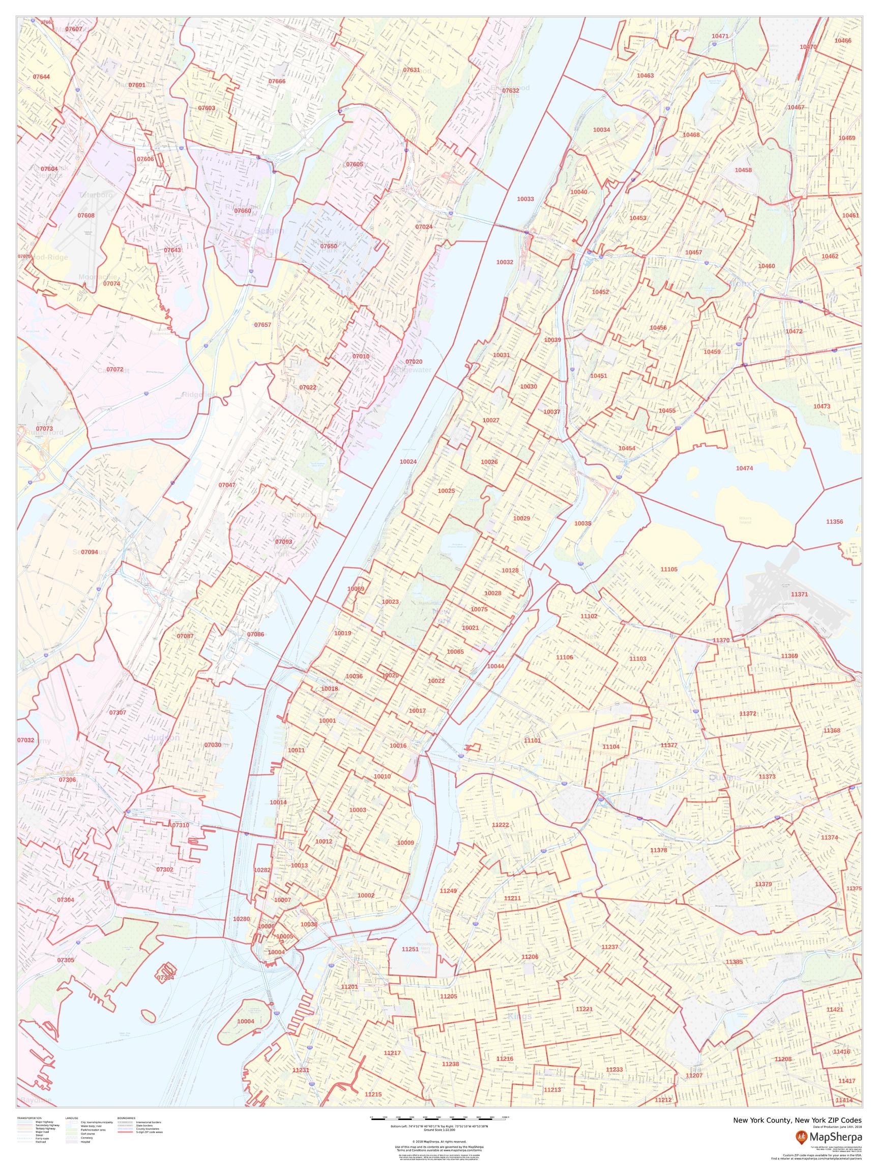 New York County Zip code Map (New York)