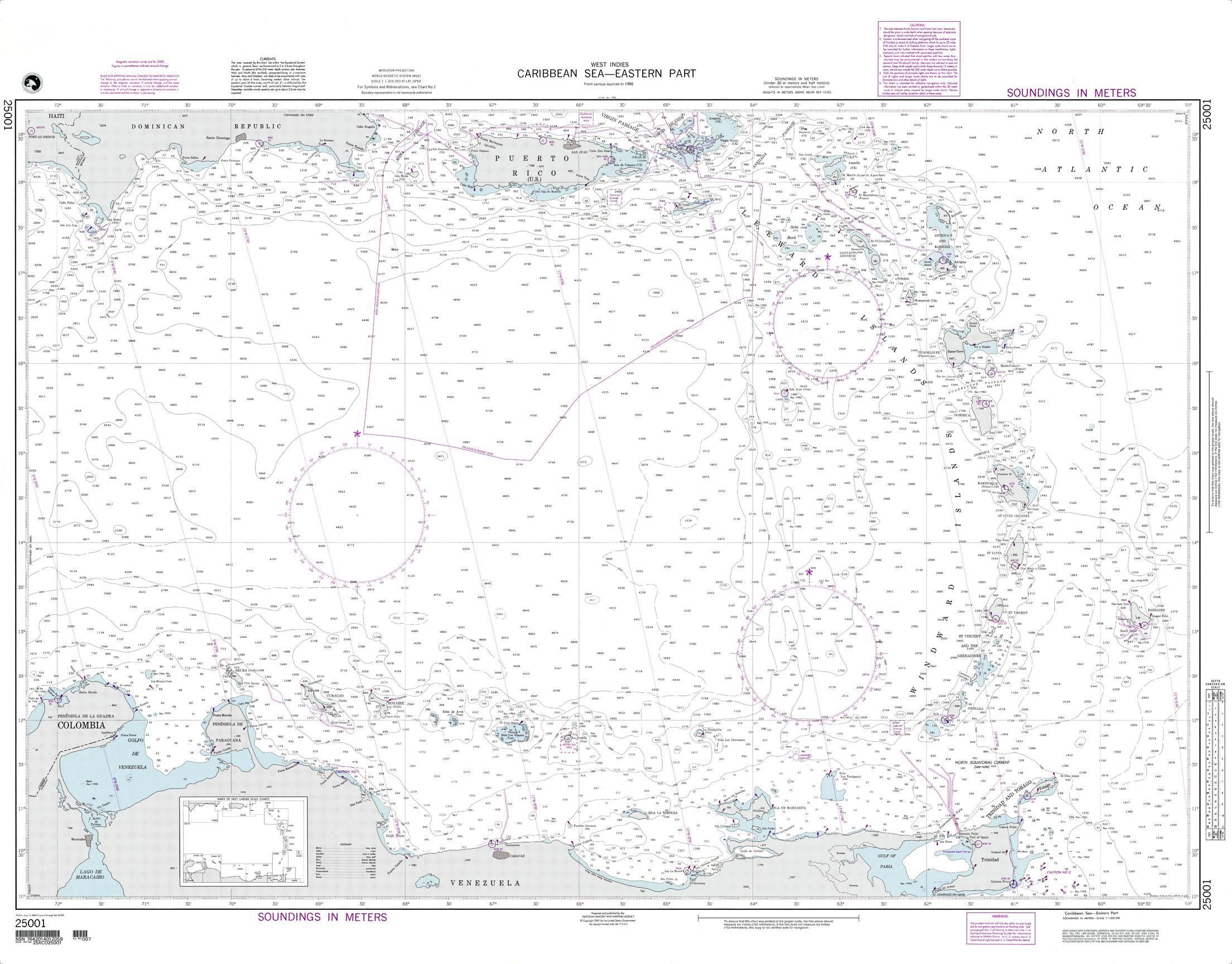 Eastern Part NGA Chart 25001-Caribbean Sea