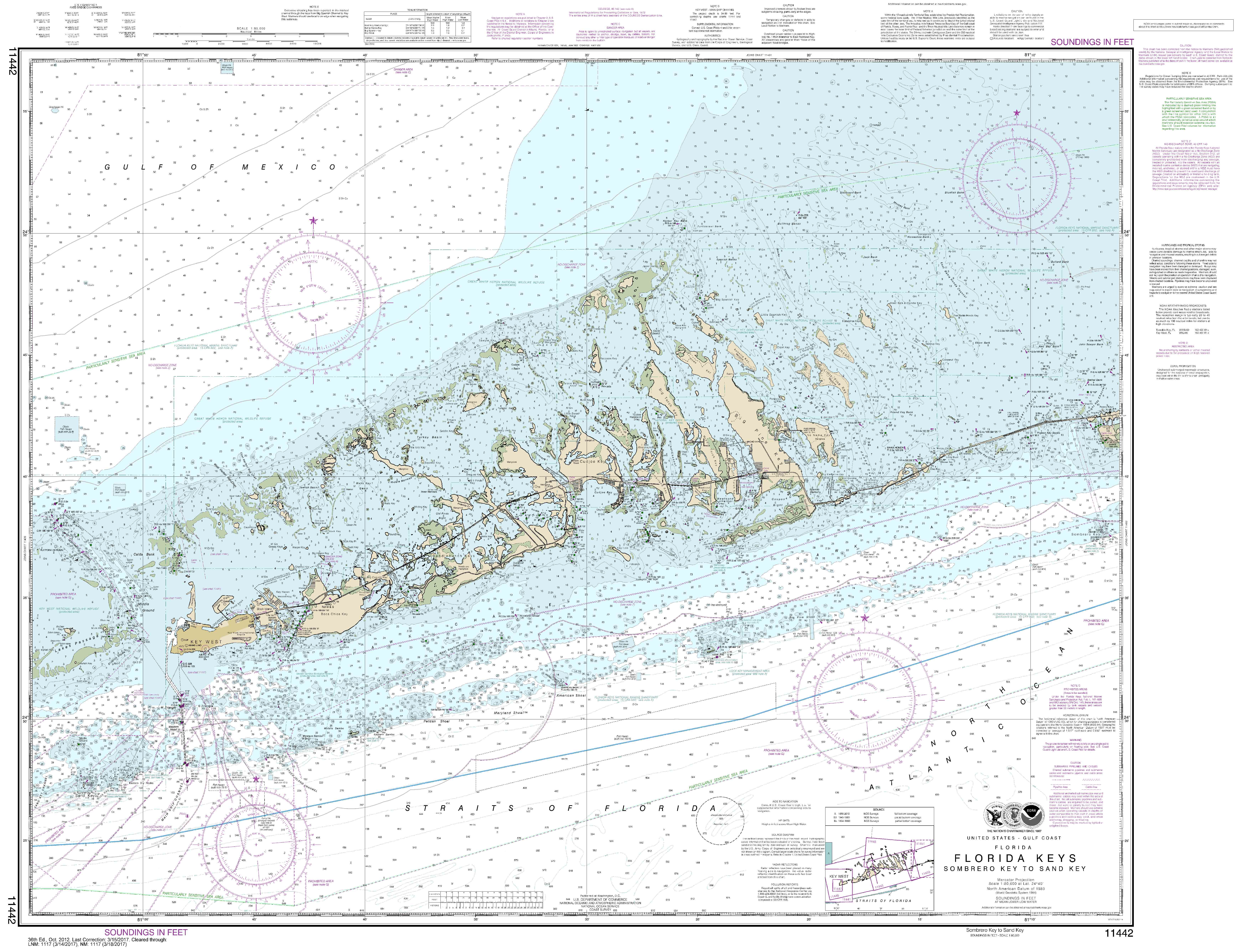 Florida Keys Shipwreck Map Nautical Chart Art Poster Print