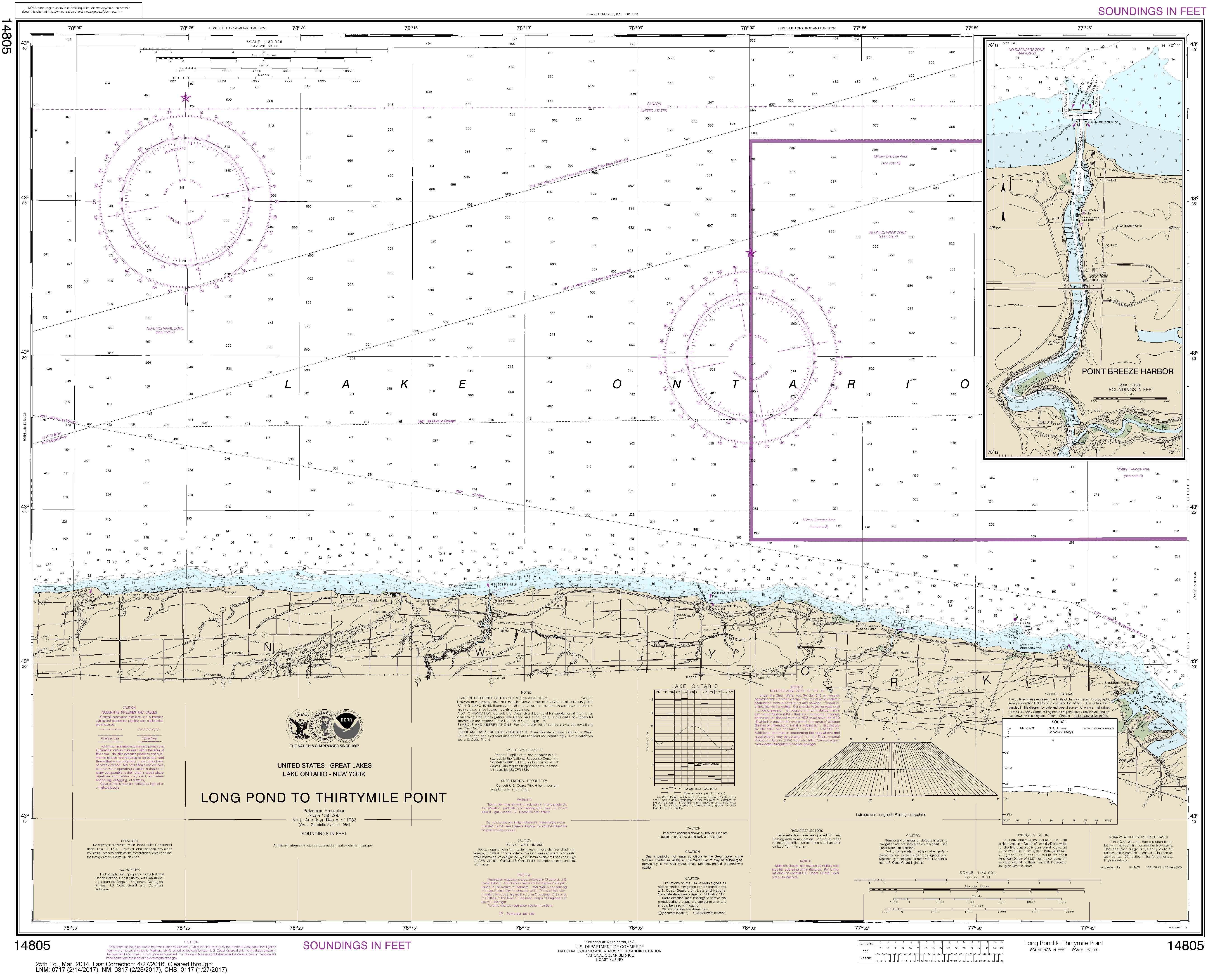 Long Pond to Thirty Mile Point and Point Breeze Harbor 2014 Nautical Chart New York