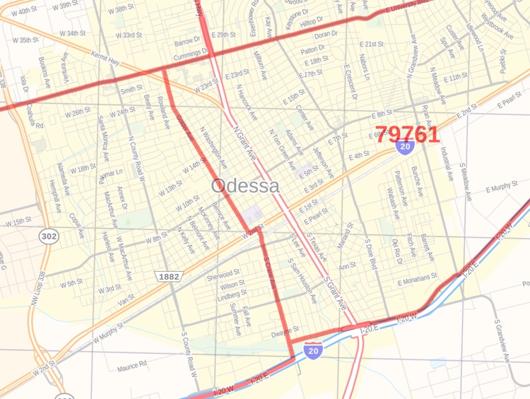 Odessa Tx Zip Code Map