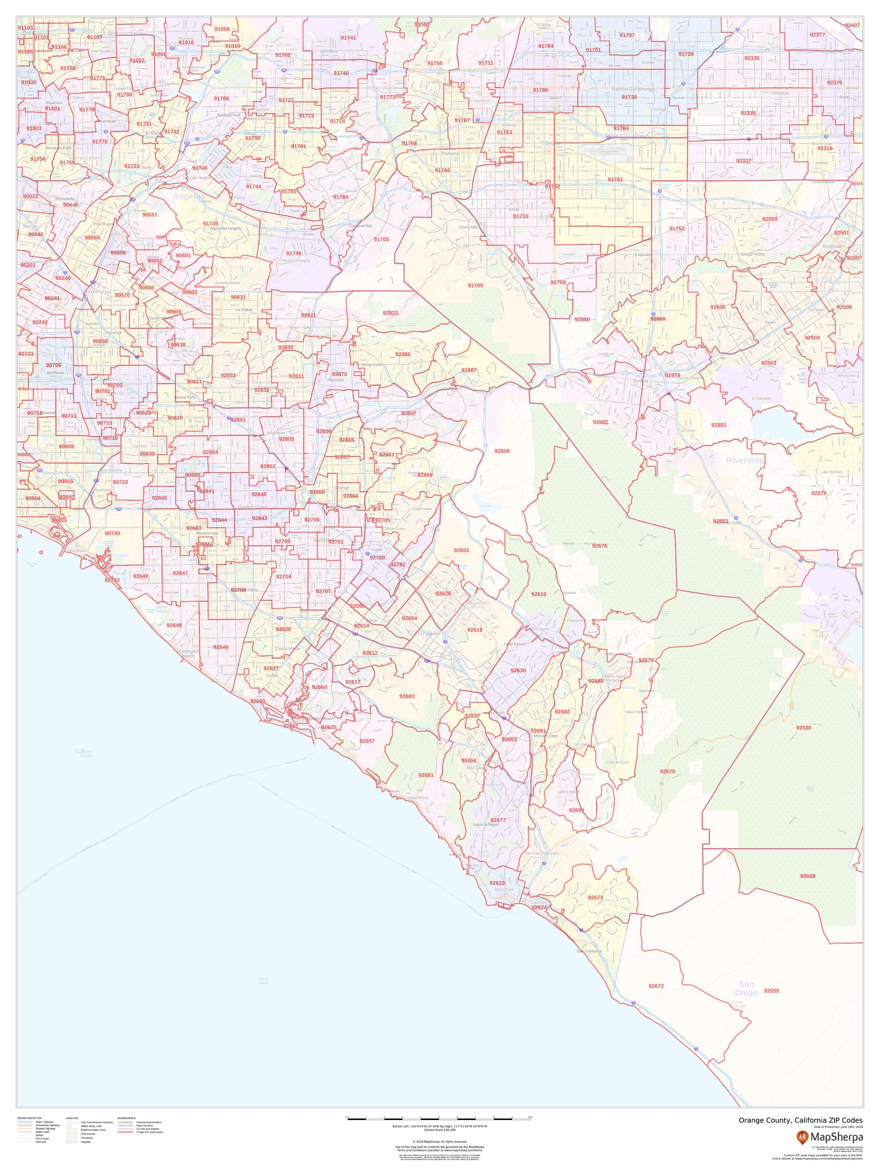 Orange County Zip Code Map California