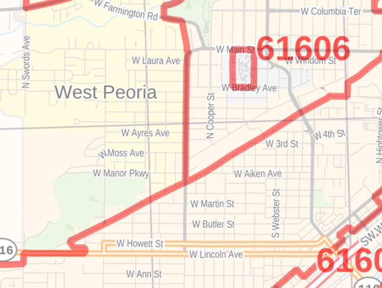Peoria Il Zip Code Map