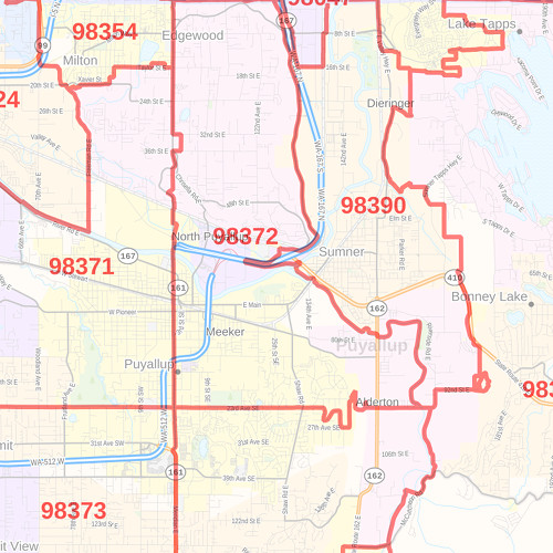 Pierce County Washington Zip Code Map