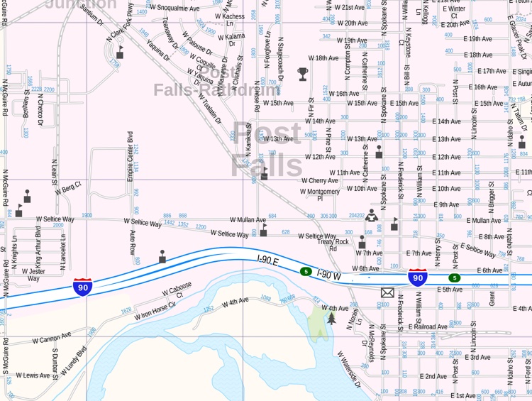 Post Falls Map, Idaho