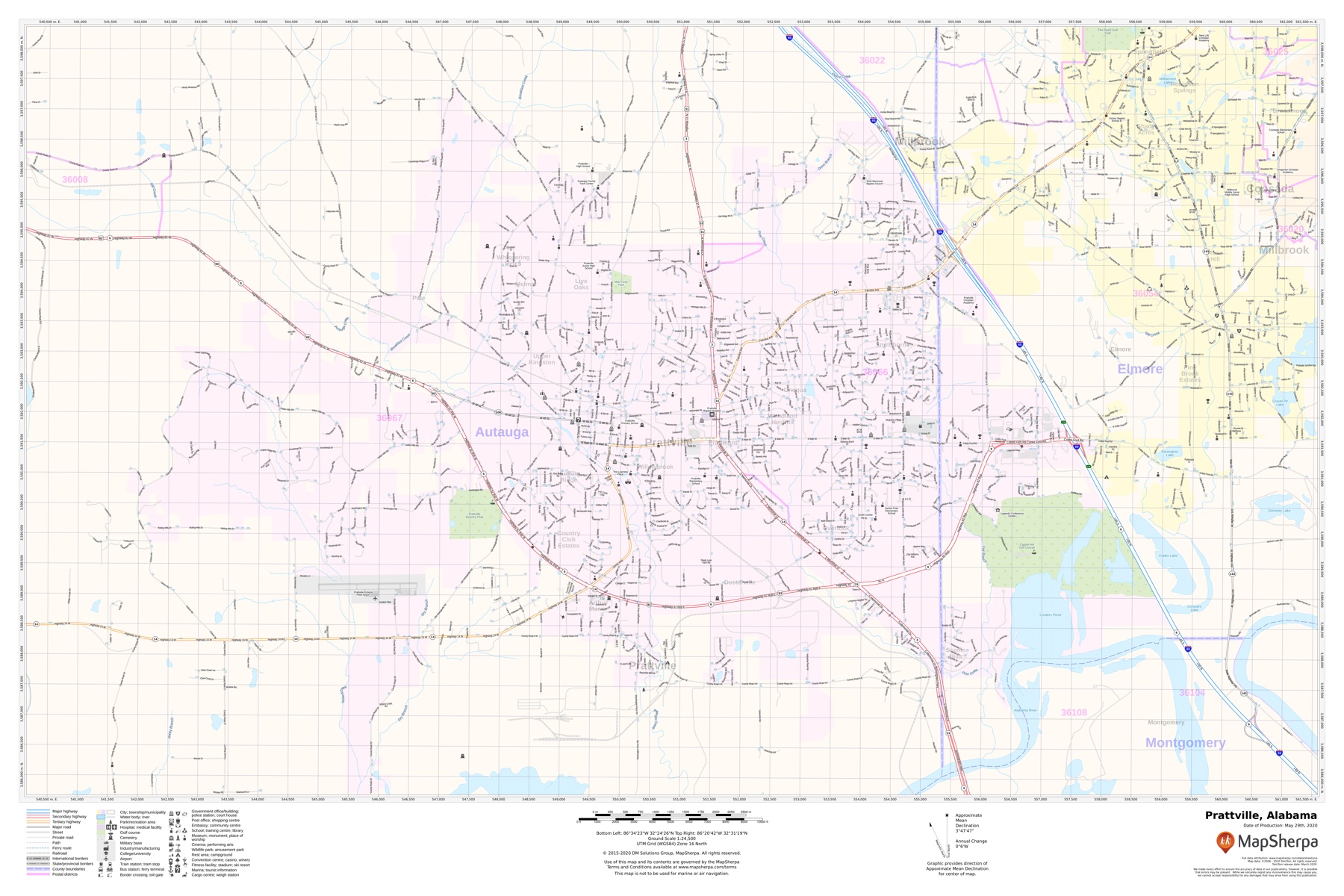 Prattville Map, Alabama