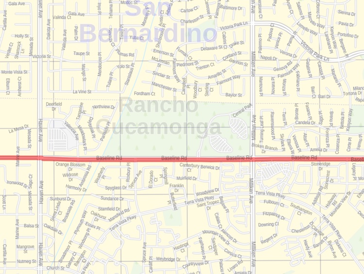 Rancho Cucamonga CA Zip Code Map