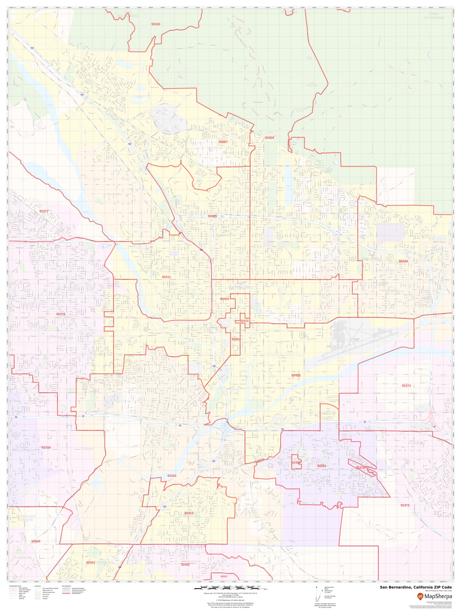 San Bernardino CA Zip Code Map