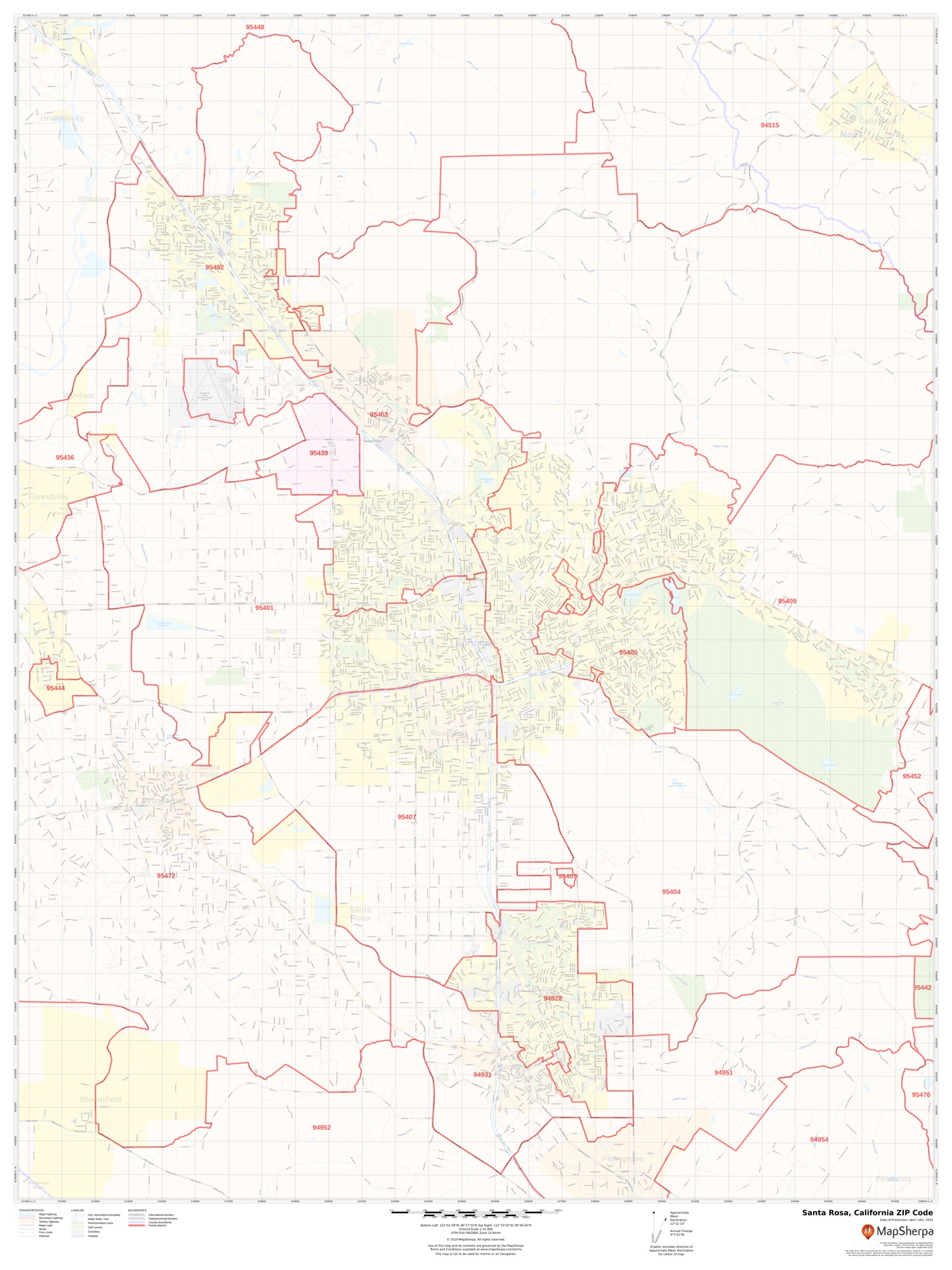 Santa Rosa Ca Zip Code Map