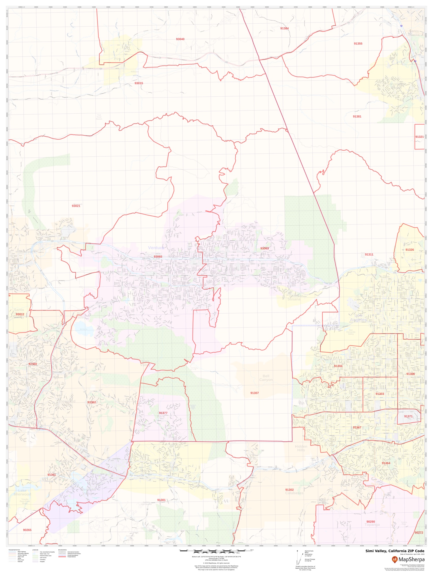 Zip Code Map of Simi Valley CA