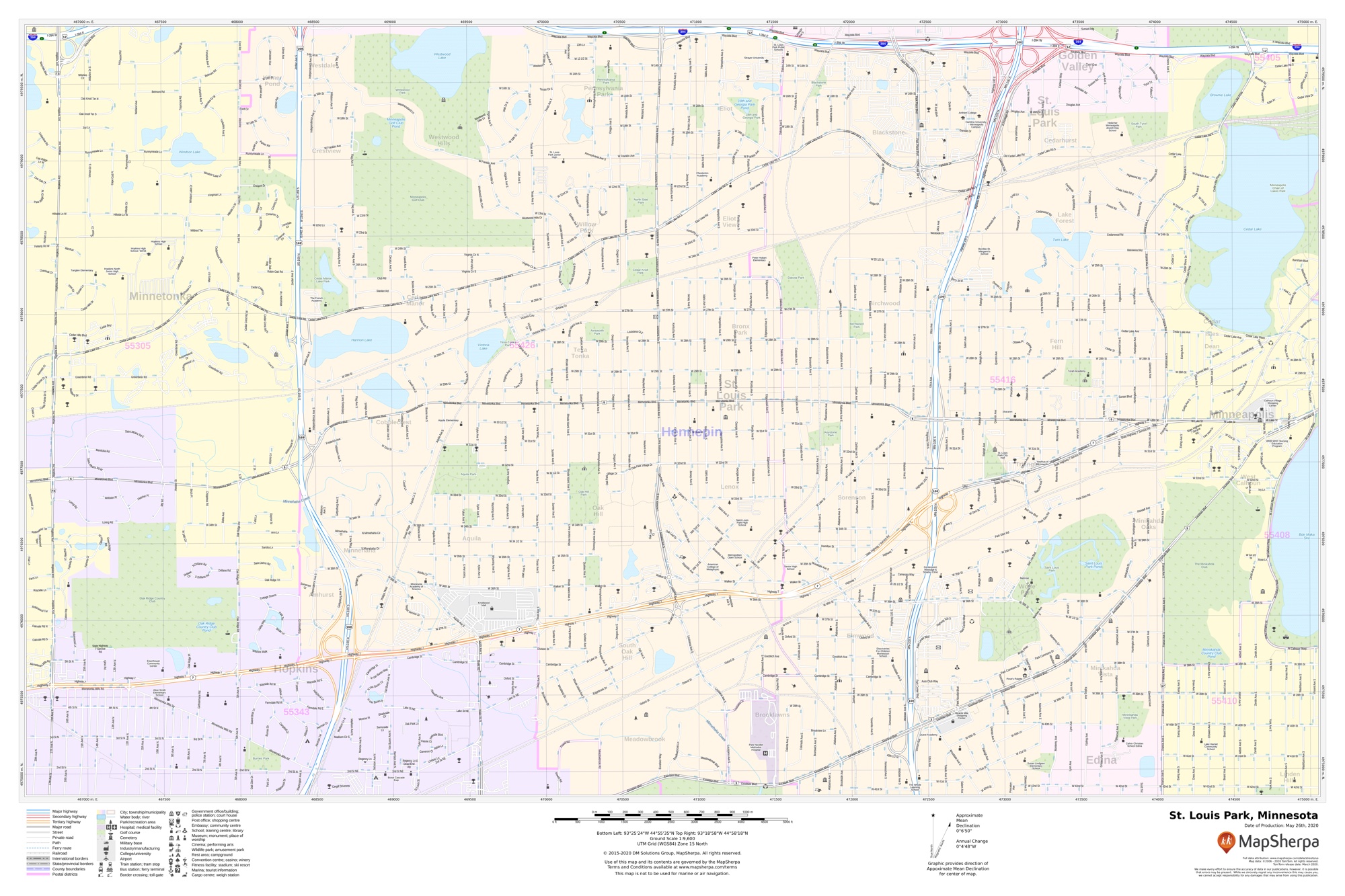 St. Louis Park Map, Minnesota