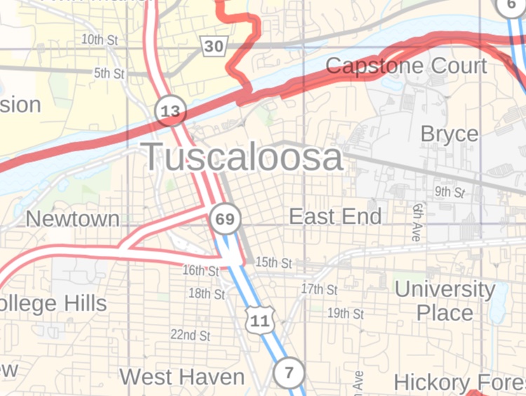 Tuscaloosa County Zip Code Map Alabama
